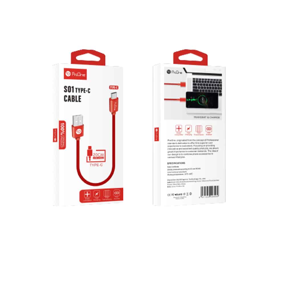 کابل تبدیل USB به USB-C پرووان مدل PCC130 طول 0.20 متر - 