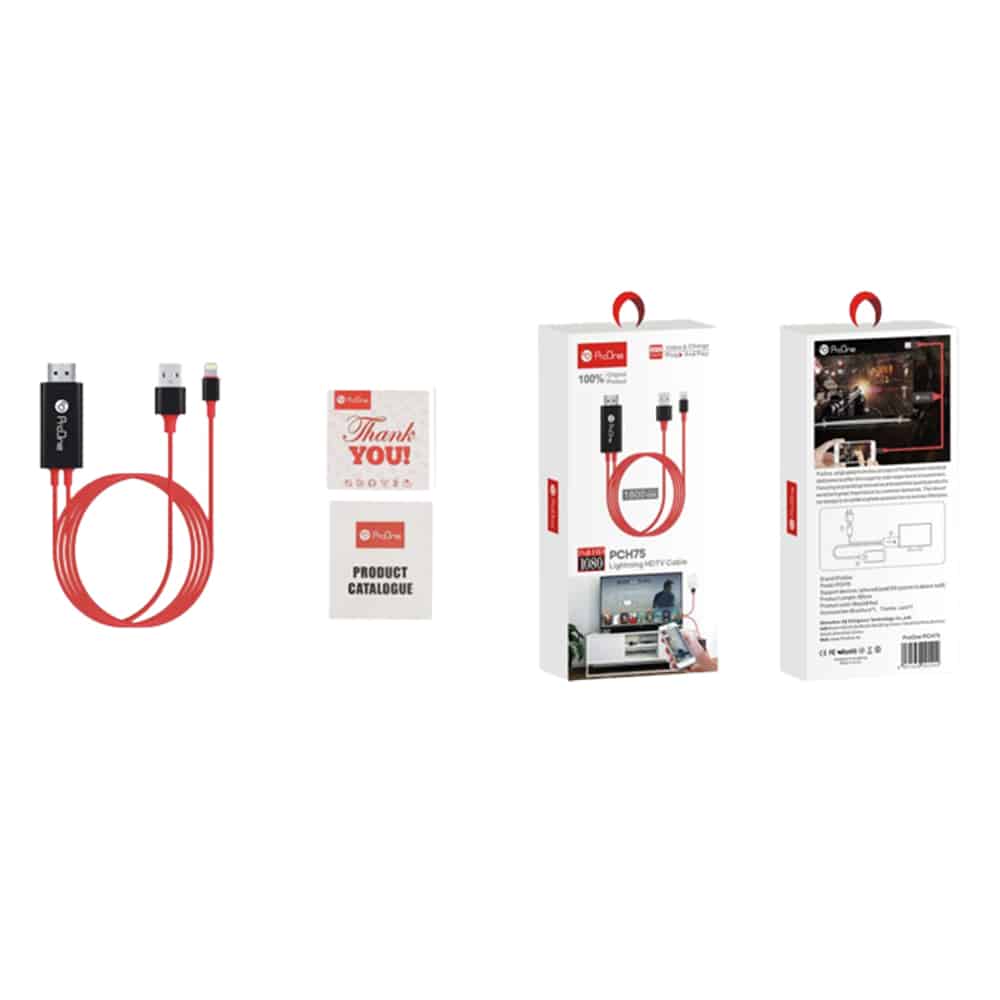 کابل تبدیل لایتنینگ به HDMI پرووان مدل PCH75 طول 1.8 متر - 