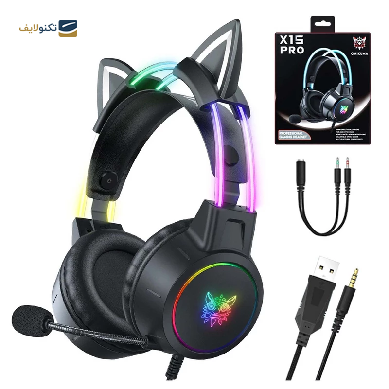 هدفون سیمی گیمینگ اونیکوما مدل X15 PRO CAT - Onikuma X15 PRO CAT Gaming Headphone