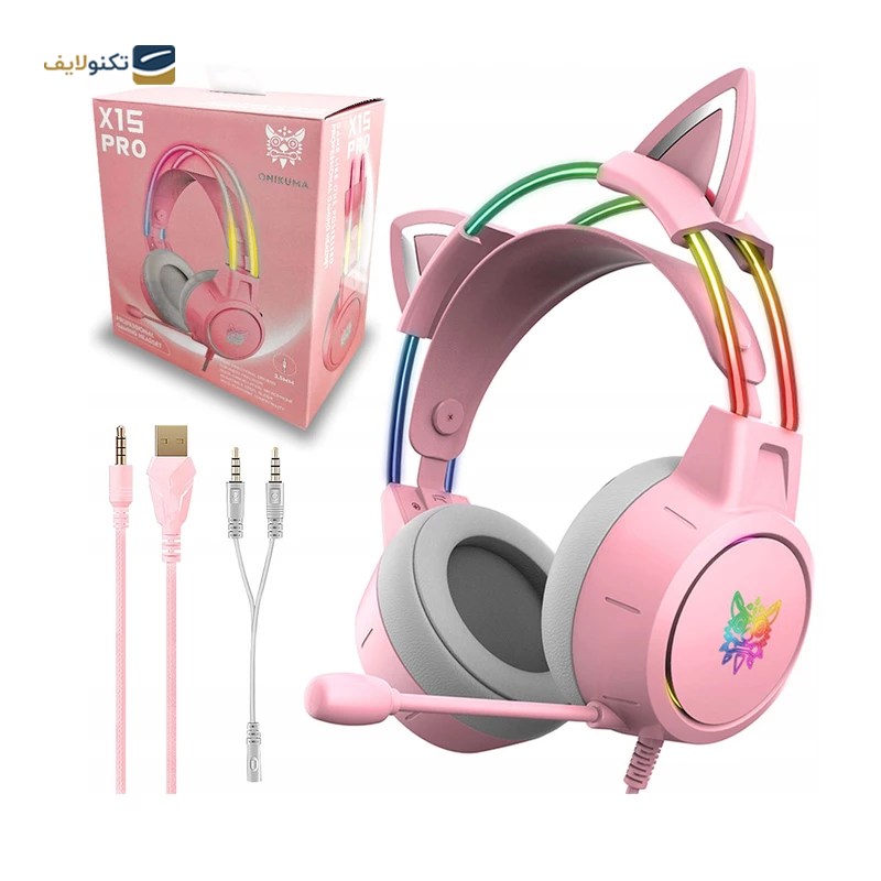 هدفون سیمی گیمینگ اونیکوما مدل X15 PRO CAT - Onikuma X15 PRO CAT Gaming Headphone