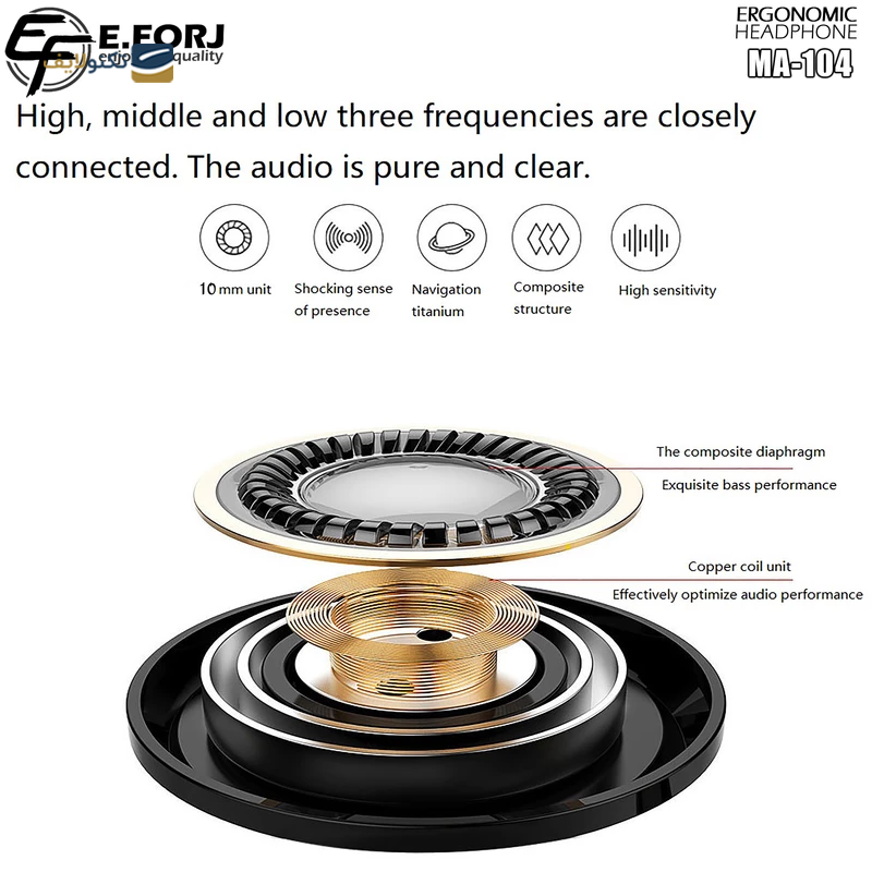 هندزفری سیمی ایفورج مدل MA-104 - E.Forj MA-104 Handsfree