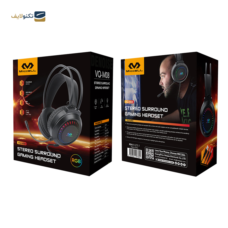 هدفون گیمینگ میسل مدل VQ-M08 - Miccell VQ-M08 Wired Gaming Headphones