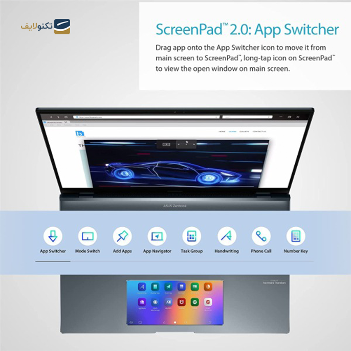 لپ تاپ ایسوس 14 اینچی مدل Zenbook UX5400EG-KN178 - Asus i7 1165G7-16GB-1TB SSD-2GB GeForce MX450-OLED 14 Inch Touch Laptop