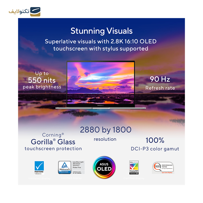 لپ تاپ ایسوس 14 اینچی مدل Zenbook 14 Flip OLED UP3404VA i7 1360P 16GB 512GB - Asus Zenbook 14 Flip OLED UP3404VA i7 1360P 16GB RAM 512GB SSD