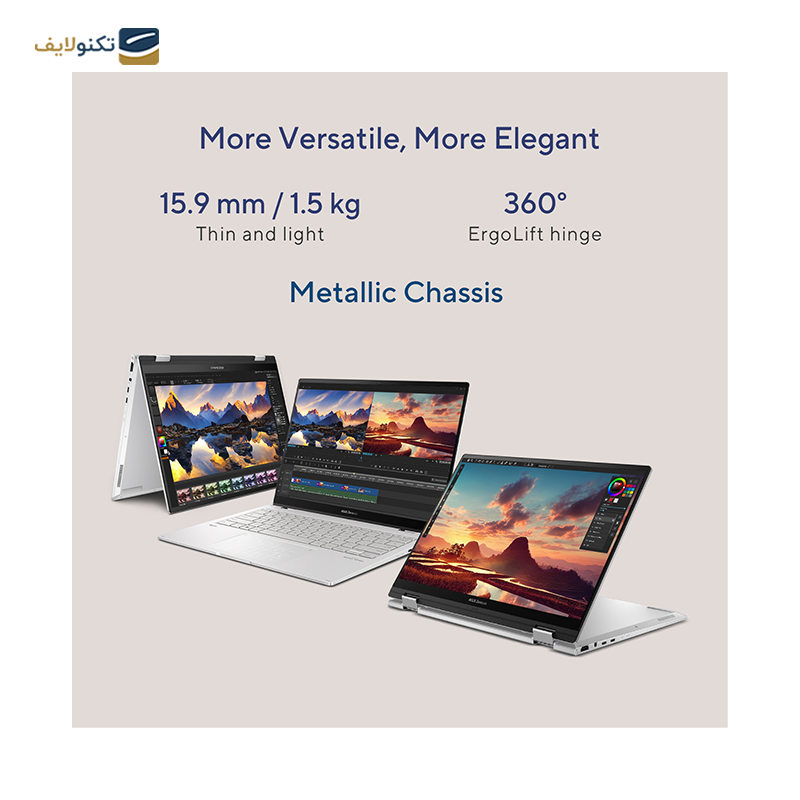 لپ تاپ ایسوس 14 اینچی مدل Zenbook 14 Flip OLED UP3404VA i7 1360P 16GB 512GB - Asus Zenbook 14 Flip OLED UP3404VA i7 1360P 16GB RAM 512GB SSD