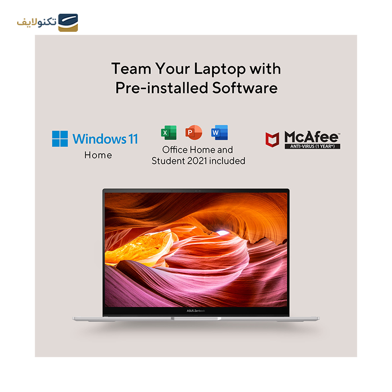 لپ تاپ ایسوس 14 اینچی مدل Zenbook 14 Flip OLED UP3404VA i7 1360P 16GB 512GB - Asus Zenbook 14 Flip OLED UP3404VA i7 1360P 16GB RAM 512GB SSD