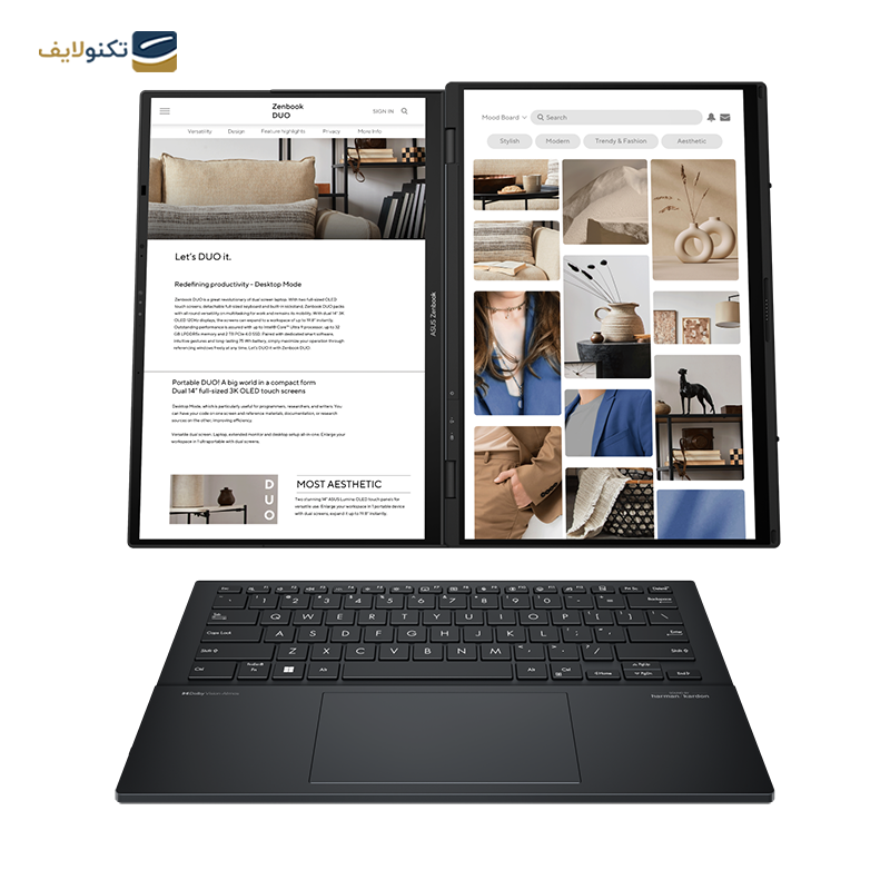 لپ تاپ ایسوس 14 اینچی مدل Zenbook Duo UX8406MA Ultra 9 185H 32GB 2TB - Asus Zenbook Duo UX8406MA Ultra 9 185H 32GB RAM 2TB SSD Arc