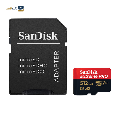 کارت حافظه microSDXC سن دیسک مدل Extreme PRO کلاس A2 استاندارد UHS-I U3 سرعت 200MBs ظرفیت 512 گیگابایت به همراه آداپتور - SanDisk microSDXC Extreme PRO UHS-I U3 Class A2 200MBs - 512GB