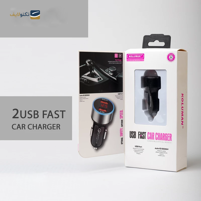 شارژر فندکی کلومن مدل KC-C06 به همراه کابل Type-C - Koluman KC-C06 Car Charger with Type-C Cable
