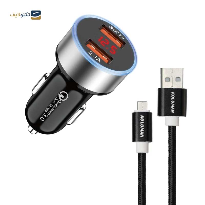 شارژر فندکی کلومن مدل KC-C06 به همراه کابل Type-C - Koluman KC-C06 Car Charger with Type-C Cable