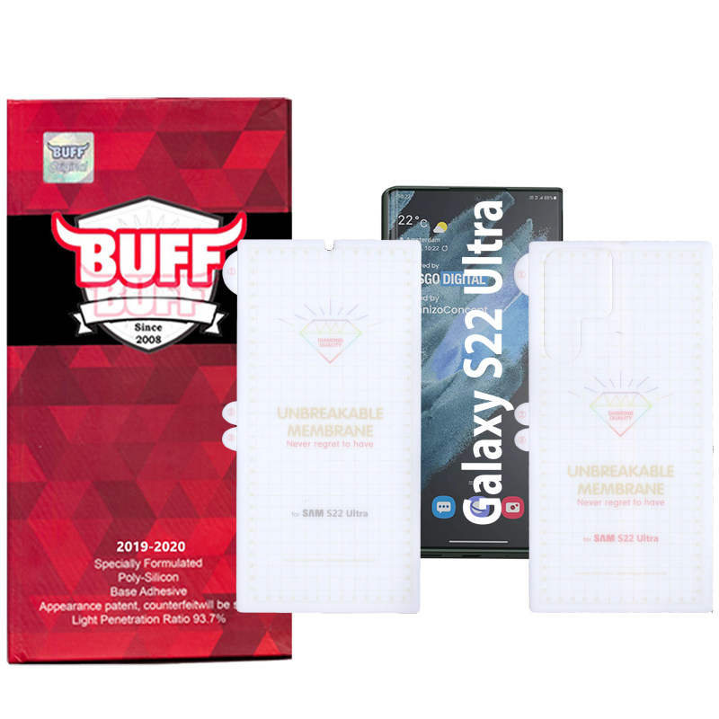 محافظ صفحه نمایش و پشت گوشی سامسونگ گلکسی S22 الترا بوف مدل Hydrogel - Buff Hydrogel Galaxy S22 Ultra Back & Screen Protector