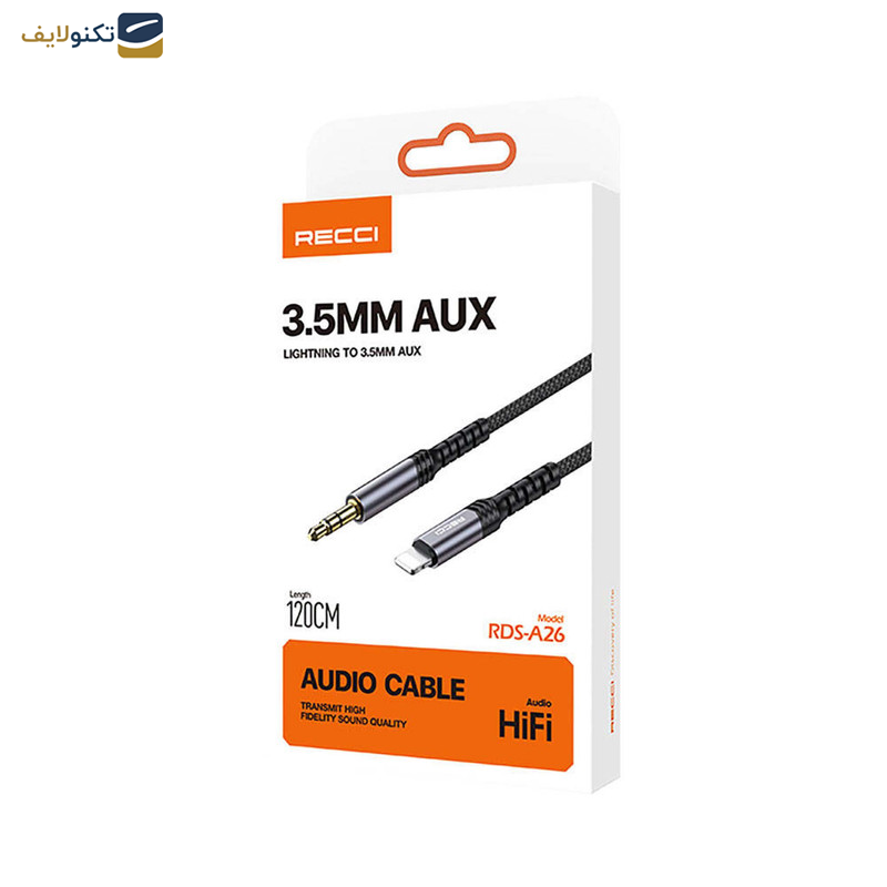 کابل تبدیل لایتنینگ به AUX رسی مدل RDS-A26 طول 1.2 متر - 