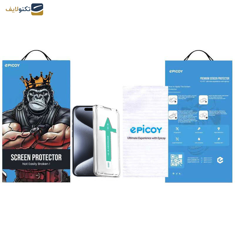 گلس گوشی اپل iPhone 15 Pro اپیکوی مدل Xundd Axe Easy install  - Epicoy Xundd Axe Easy install Glass Screen Protector For Apple iPhone 15 Pro