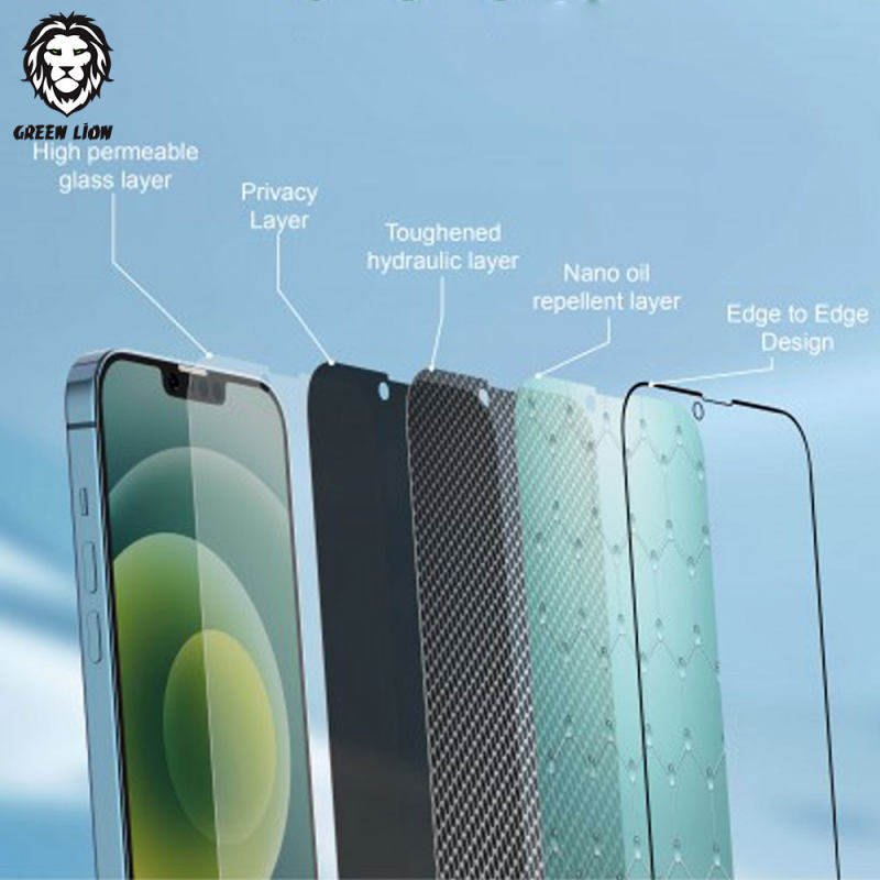 گلس گوشی اپل iPhone 13 pro max /14 Plus گرین حریم شخصی مدل Steve Privacy - Green Lion iPhone 13 pro max /14 Plus Privacy Steve Privacy