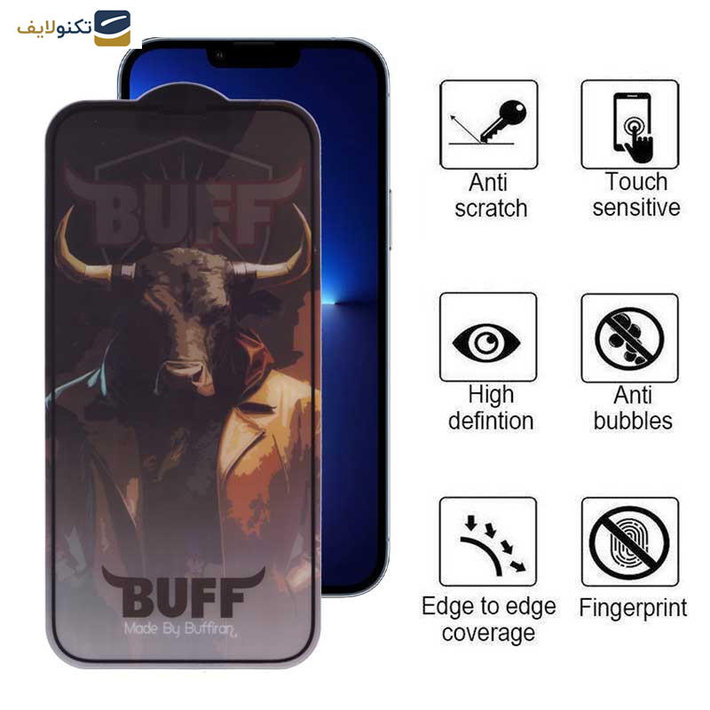 محافظ صفحه نمایش گوشی اپل iPhone 13 Pro Max بوف مدل 5D Matte Pro - Buff 5D Matte Pro Glass Screen Protector For Apple iPhone 13 Pro Max