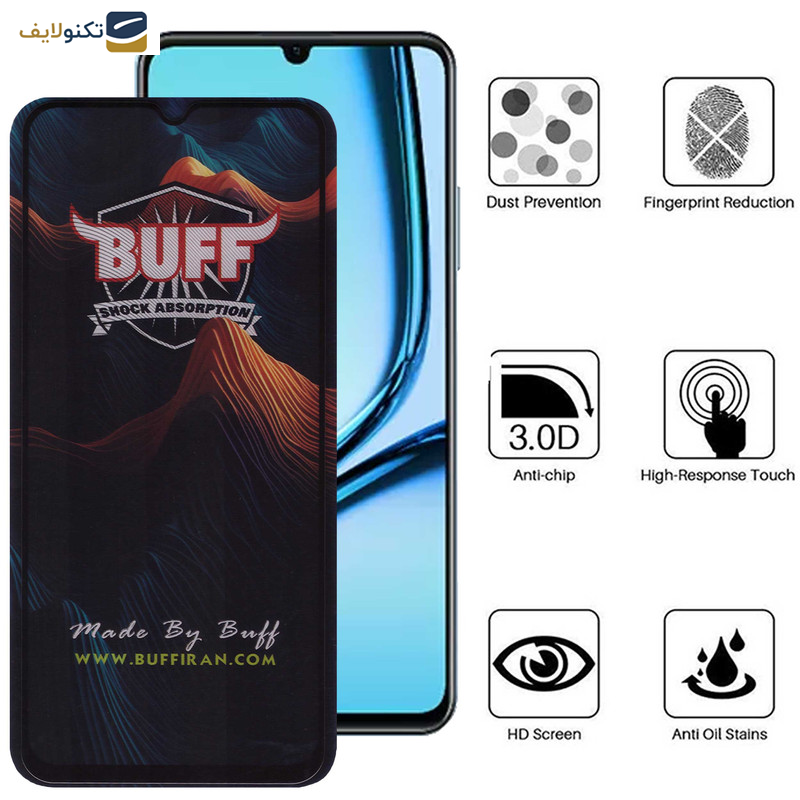 محافظ صفحه نمایش گوشی ریلمی Note 50 - C53 (India) - C53 - C51 - Narzo N53 بوف مدل Mountain-G - Buff Mountain-G Glass Screen Protector For Realme Note 50 - C53 India - C53 - C51 - Narzo N53