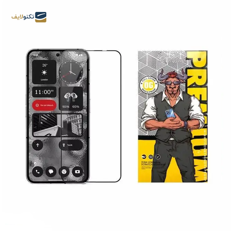 گلس گوشی ناتینگ Phone 2 اوجی مدل شیشه ای فول چسب 9H - 