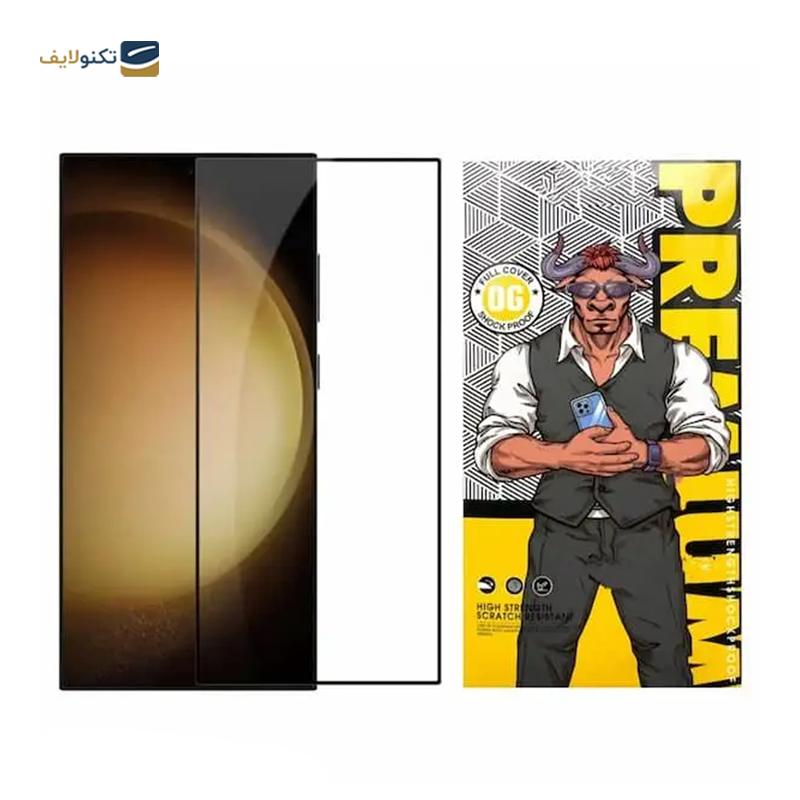 گلس گوشی سامسونگ Galaxy S24 Ultra اوجی مدل شیشه ای فول چسب 9H - 