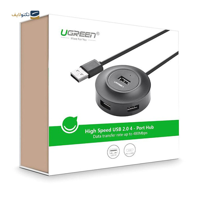هاب USB یوگرین 4 پورت CR106 مدل 20277 - UGREEN CR106-20277 4 Port USB Hub