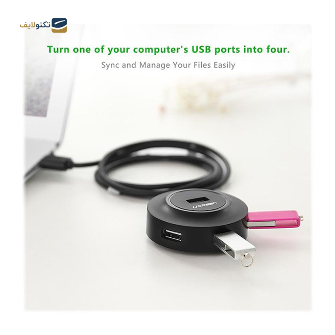 هاب USB یوگرین 4 پورت CR106 مدل 20277 - UGREEN CR106-20277 4 Port USB Hub