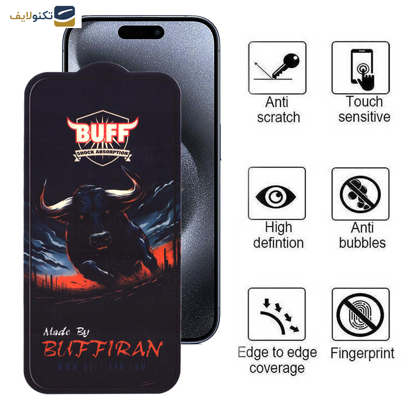 گلس گوشی اپل iPhone 15 Pro بوف مدل BullRun Crystal Pro-G - Buff BullRun Crystal Pro-G Glass Screen Protector For Apple iPhone 15 Pro
