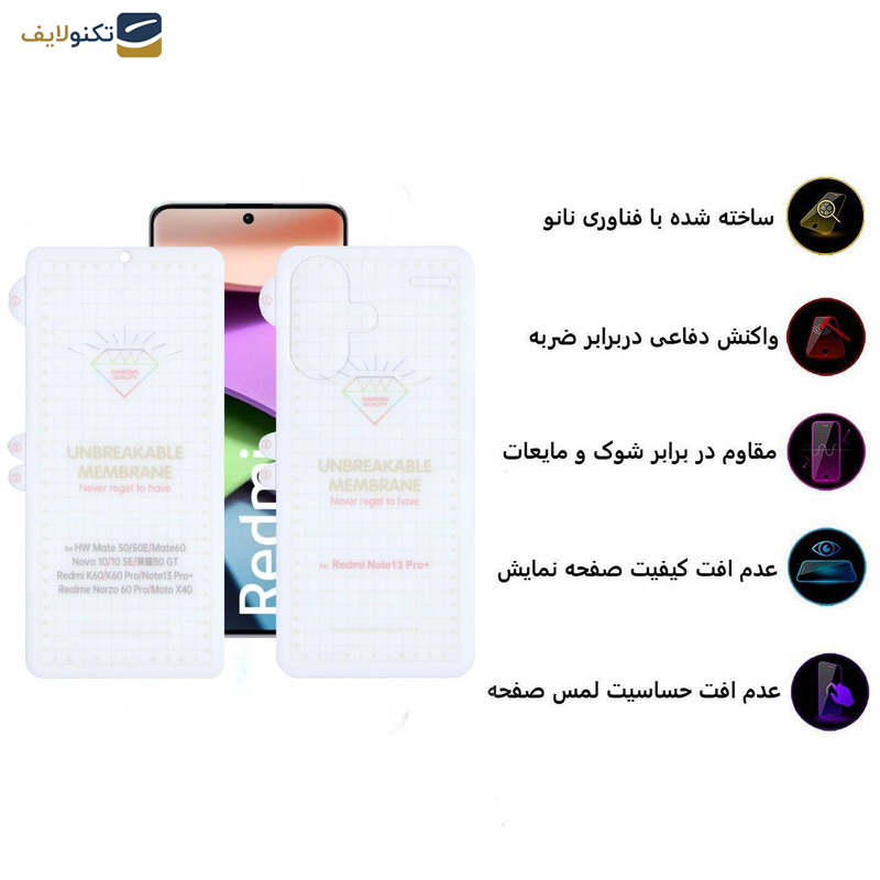 گلس گوشی شیائومی Redmi Note 13 Pro Plus بوف مدل Hydrogel-G به همراه محافظ پشت گوشی - Buff Hydrogel-G Glass Screen Protector For Xiaomi Redmi Note 13 Pro Plus