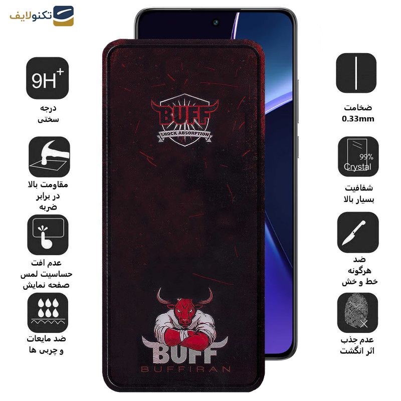 گلس گوشی وان پلاس Nord CE4 -Nord CE3 -10R -10T -Ace Pro -Ace بوف مدل Muscle-Bull-G - Buff Muscle-Bull-G Glass Screen Protector For OnePlus Nord CE4-Nord CE3-10R-10T-Ace Pro-Ace