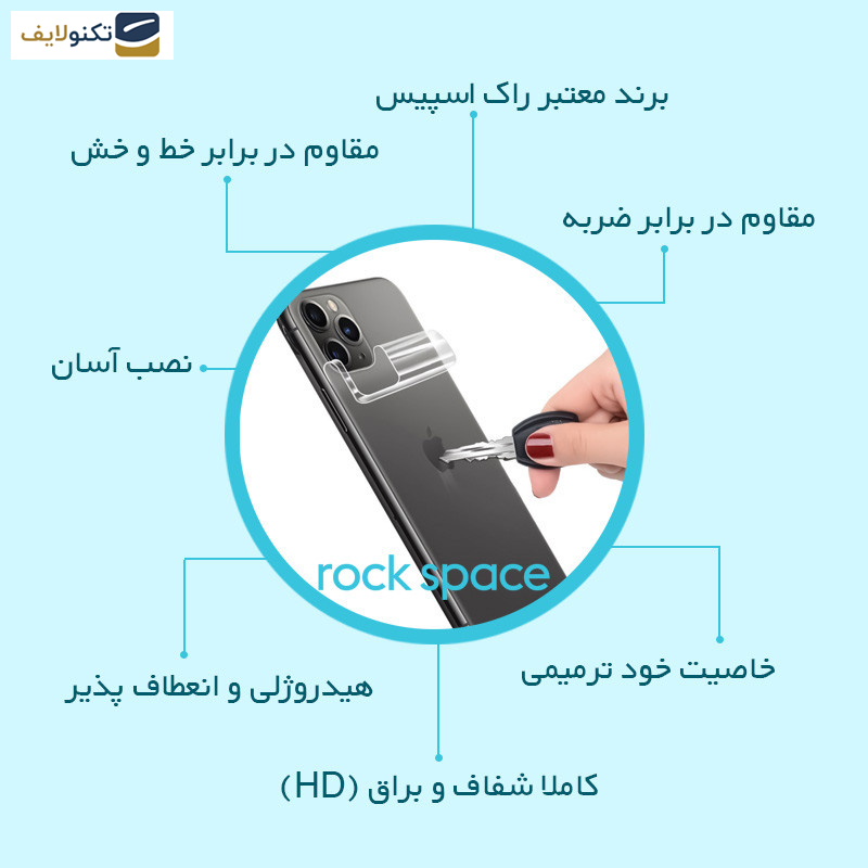گلس پشت گوشی راک اسپیس مدل HyGEL گوشی پوکو F4 GT - Transparent Rockspace HyGEL model phone back protector suitable for Xiaomi Poco F4 GT mobile phone