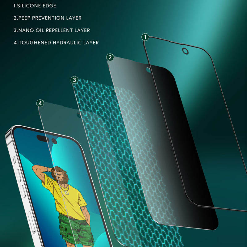 گلس گوشی اپل iPhone 13 pro max / 14 Plus گرین حریم شخصی مدل Silicone-Pry-Plus - Green Lion Privacy Silicone-Pry-Plus iPhone 13 pro max / 14 Plus Screen Protector