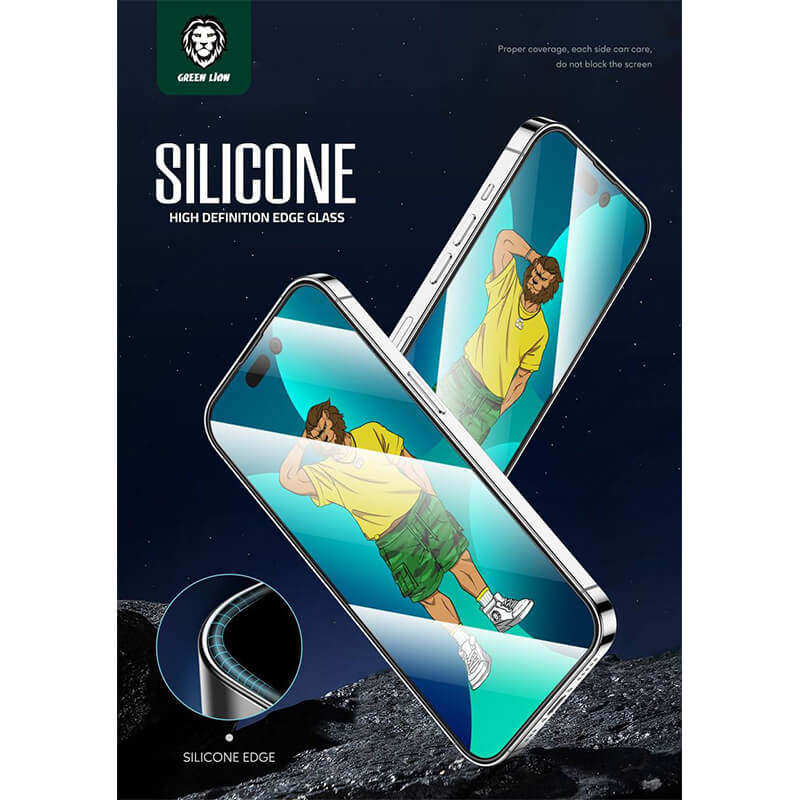 گلس گوشی اپل iPhone 13/13 pro/14 گرین مدل Silicone-HD Plus - Green Apple iPhone 13/13 pro / 14 Screen Protecor