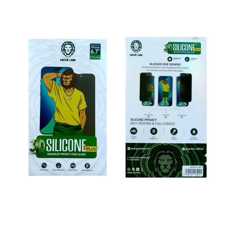 گلس گوشی اپل iPhone 14 Pro Max گرین حریم شخصی مدل SILICONE Plus - Green Lion SILICONE Plus Apple iPhone 14 Pro Max Privacy Glass Screen Protector