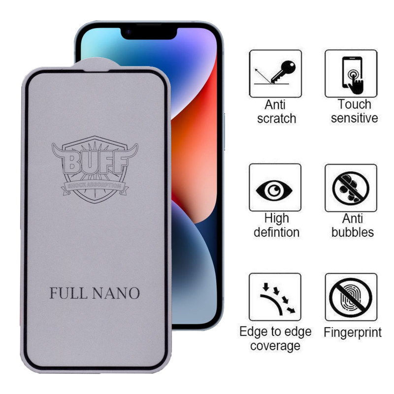 گلس گوشی اپل iPhone 14 Plus بوف مدل Full Nano - Buff Full Nano IPhone 14 Plus Screen Protector