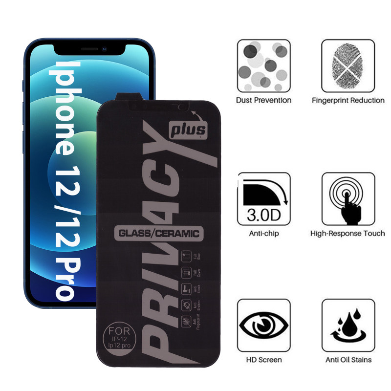 محافظ صفحه نمایش سرامیکی گوشی اپل iPhone 12 / 12 Pro بوف حریم شخصی مدل shield - Buff ceramic shield Privacy Iphone 12 / Iphone 12 Pro Screen and back Protector