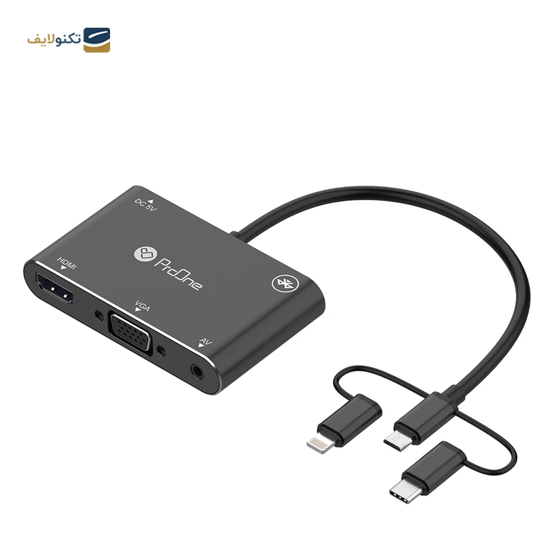 مبدل microUSB/ لایتنینگ/ USB-C به HDMI/VGA/AV پرووان مدل PHU560 - proOne PHU560 microUSB/ Lightning/ USB-C to HDMI/VGA/AV OTG Adapter