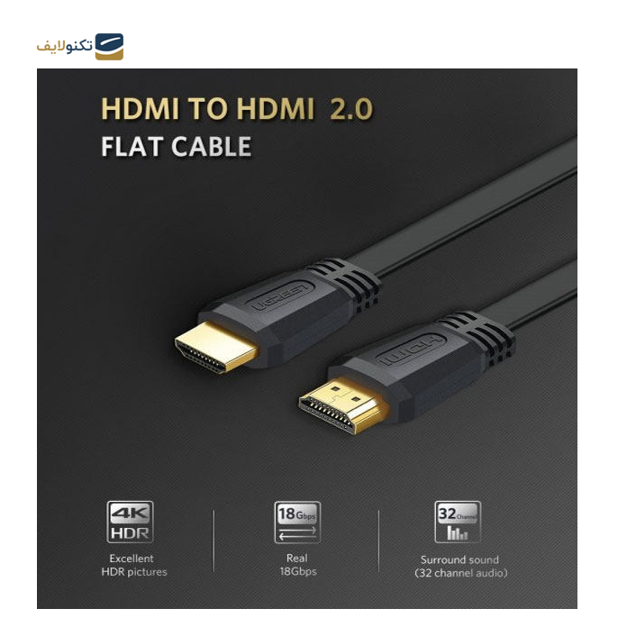 کابل HDMI یوگرین ED015 مدل 50820 طول 3 متر - UGREEN ED015 50820 HDMI Flat Cable