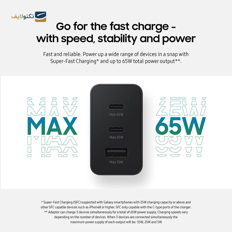 شارژر دیواری سامسونگ مدل EP-T6530 توان 65 وات - Samsung EP-T6530 wall Charger 65W
