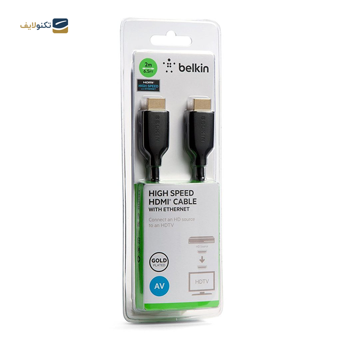 کابل دو سر HDMI همراه با Ethernet بلکین مدل F3Y021bt2M طول 2 متر - Belkin F3Y021bt2M HDMI Cable with Ethernet 2M