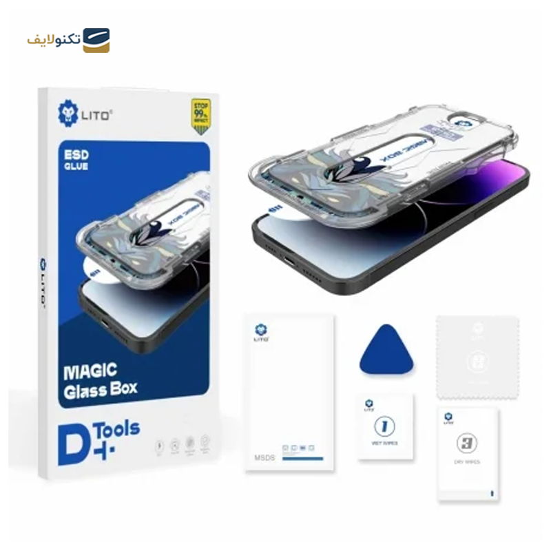 گلس گوشی اپل iPhone 13 Pro Max - 14 plus لیتوو مدل D+ Tools Magic Glass Box به همراه کیت نصب - Lito D+ Tools Magic Glass Box Screen Protector for iPhone 13 Pro Max - 14 plus