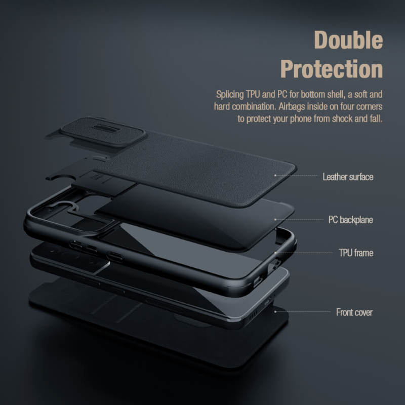 کیف کلاسوری گوشی  سامسونگ گلکسی S22 نیلکین مدل Qin Pro Plain Cloth - Nillkin Qin Pro Plain Cloth Cover for Galaxy S22