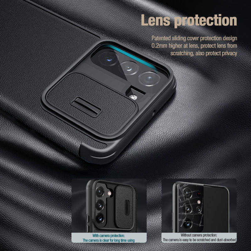 کیف کلاسوری گوشی  سامسونگ گلکسی S22 نیلکین مدل Qin Pro Plain Cloth - Nillkin Qin Pro Plain Cloth Cover for Galaxy S22