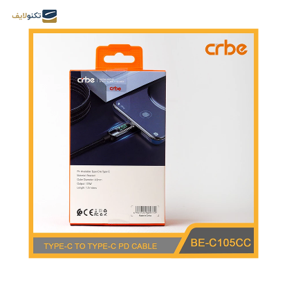 کابل دو سر تایپ سی کربی مدل BE-C105CC 120W طول 1.2 متر - Crbe BE-C105CC 120W USB-C to USB-C Cable 1.2m