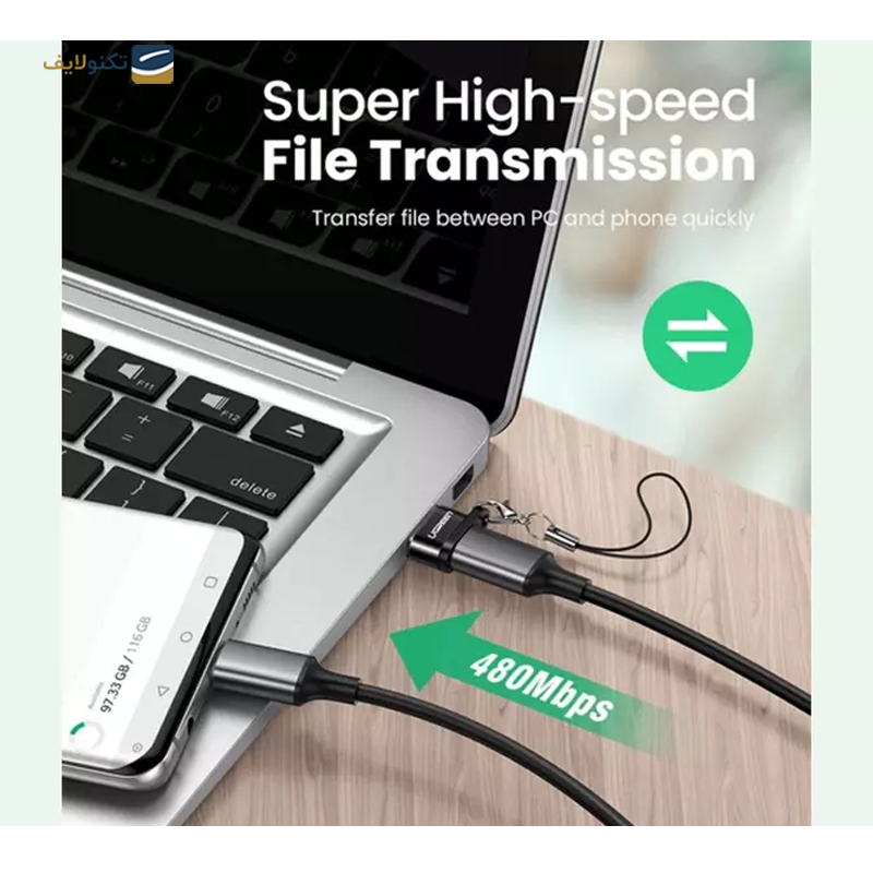 مبدل تایپ سی یوگرین مدل US280 50568 - Ugreen US280 50568 USB A male to USB-C female adapter