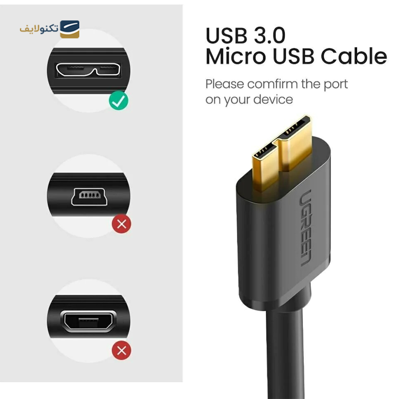 کابل MicroUSB یوگرین مدل US130 10840 طول 0.5 متر - Ugreen US130 10840 USB to MicroUSB Cable 0.5M