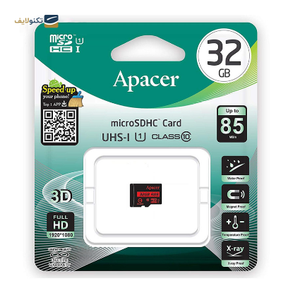 کارت حافظه‌ microSDHC اپیسر استاندارد UHS-I U1 مدل AP32G ظرفیت 32 گیگابایت - Apacer Memory Card AP32G microSDHC UHS-I U1 - 32GB