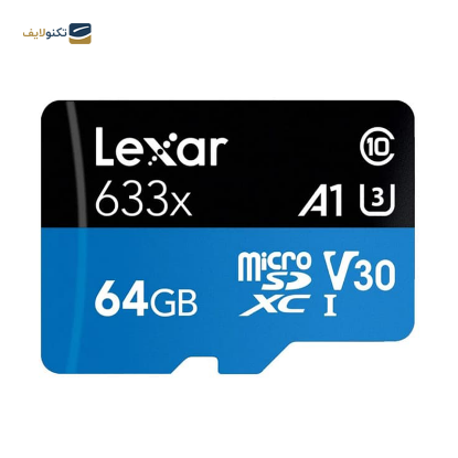 کارت حافظه microSDXC لکسار مدل 633X کلاس 10 استاندارد UHS-I U3 سرعت 100MBps ظرفیت 64 گیگابایت - Lexar 633X UHS-I U3 100MBps microSDXC - 64GB