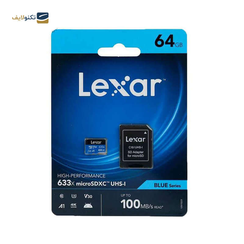 کارت حافظه microSDXC لکسار مدل 633X کلاس 10 استاندارد UHS-I U3 سرعت 100MBps ظرفیت 64 گیگابایت - Lexar 633X UHS-I U3 100MBps microSDXC - 64GB