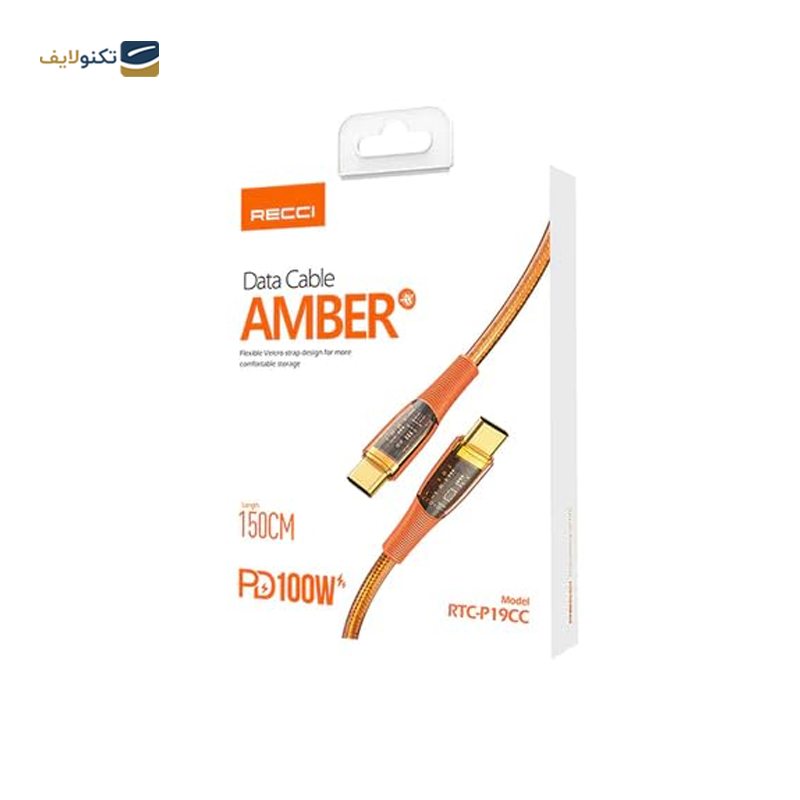 کابل دو سر تایپ سی رسی مدل RTC-P19CC طول 1.5 متر - Recci RTC-P19CL USB-C to USB-C Cable 1.5m