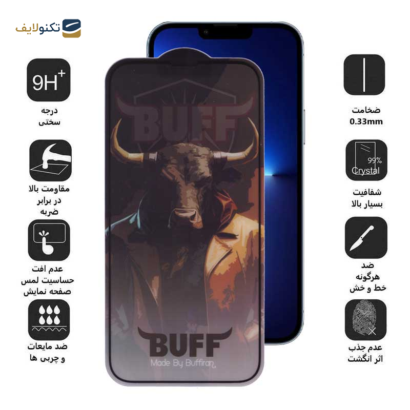 محافظ صفحه نمایش 5D بوف مدل Matte Pro-G مناسب برای گوشی موبایل اپل iPhone 13 Pro Max - Buff 5D Matte Pro-G Glass Screen Protector For Apple iPhone 13 Pro Max