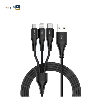 کابل تایپ سی - لایتنینگ - میکرو یو اس بی راک مدل RCB0560 طول 1.2 متر - Rock RCB0560 USB to Lightning-USB-C-MicroUSB Cable 1.2m