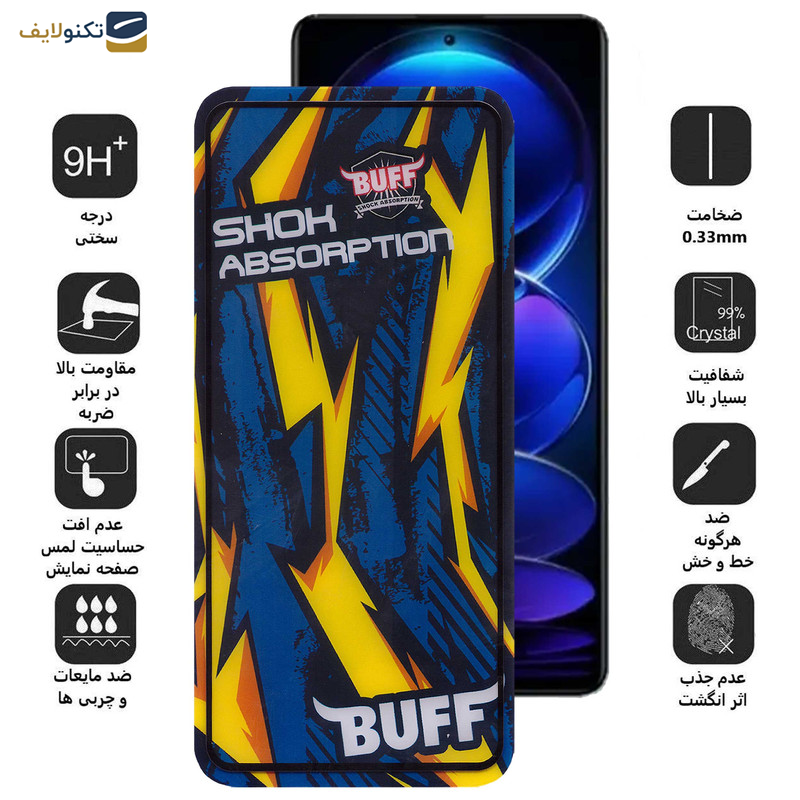 محافظ صفحه نمایش بوف مدل Shock-Shock مناسب برای گوشی موبایل شیائومی Redmi Note 12 Pro Plus - Note 12 Pro 5G/4G - Note 12 5G/4G - Buff Shock-Shock Glass Screen Protector For Xiaomi Redmi Note 12 Pro Plus-Note 12 Pro 5G-4G- Note 12 5G-4G